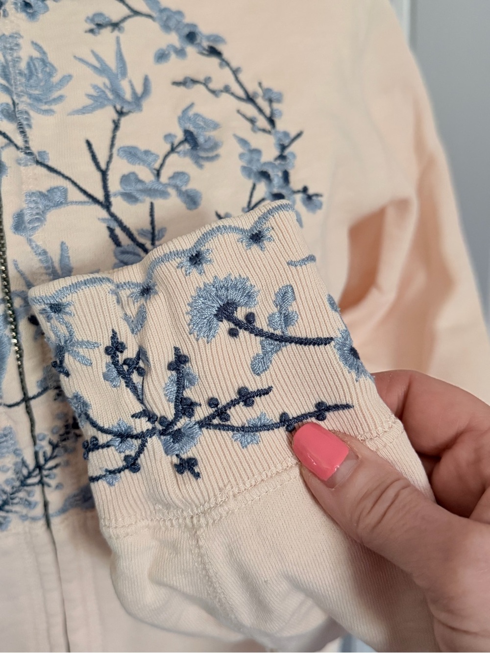 Lucky Brand vintage Y2K-era full-zip 3D embroidered hoodie boho fairycore floral - Picture 7 of 14